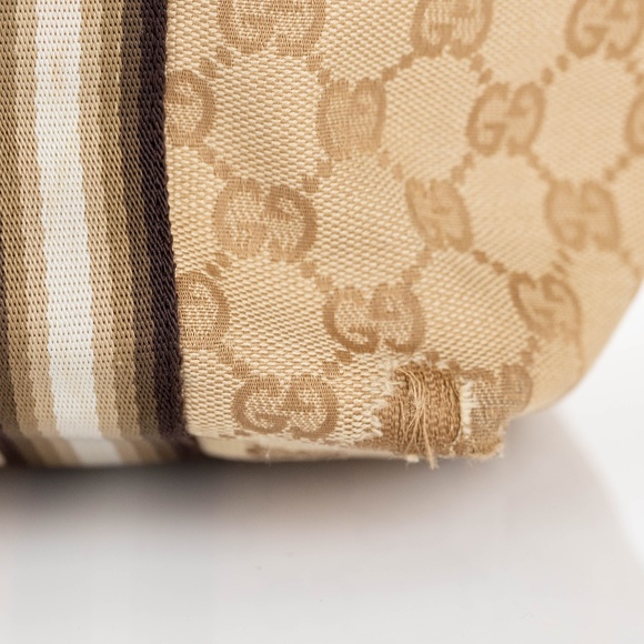 GUCCI Sherry Tote Bag Beige Gold GG Canvas Leather - Picture 10 of 10
